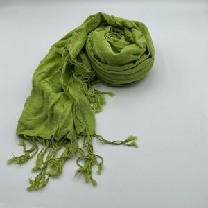 Perfect Pop of Color . Olive Green Scarf with Fringe